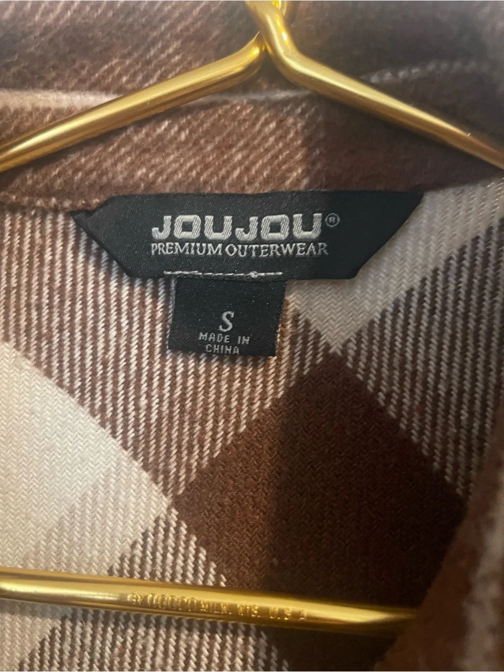 Jou Jou Women’s S Brown & Cream Plaid Button-Front Shacket 21 P-P 28L